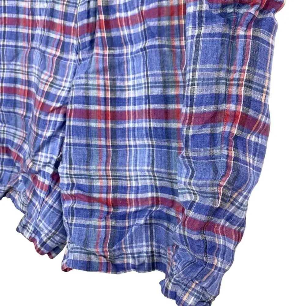 PETER MILLAR Blue Pink Linen Men's Flat Front Shorts Golf Casual Plaid sz 34
